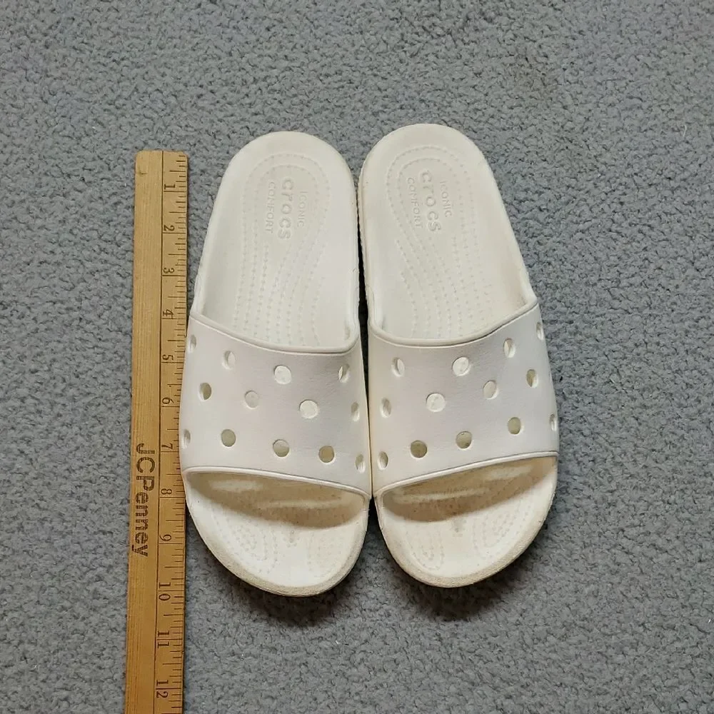 Crocs Youth White Slide Sandals Size J5